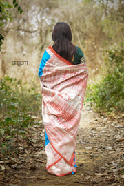 Blue Silk Saree With Elegant Madhubani Screen Print